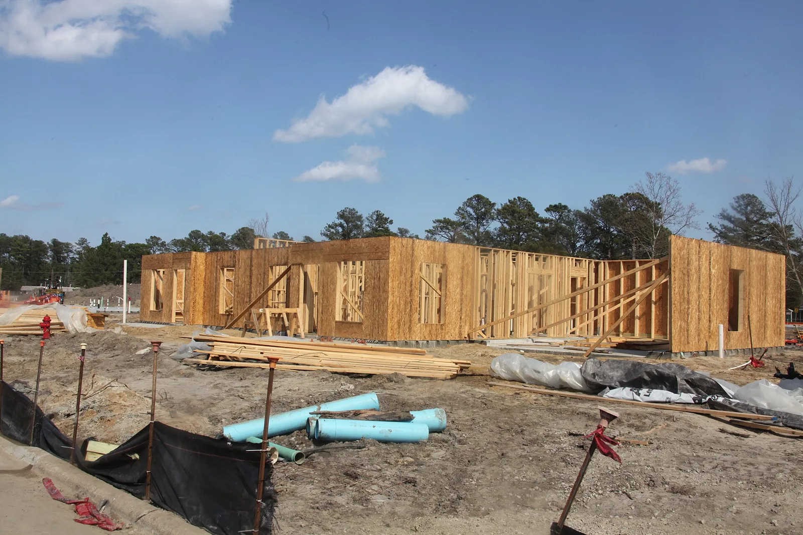 New homes being framed at Marine Corps Air Station Cherry Point, North Carolina. The picture does not show Hoover.