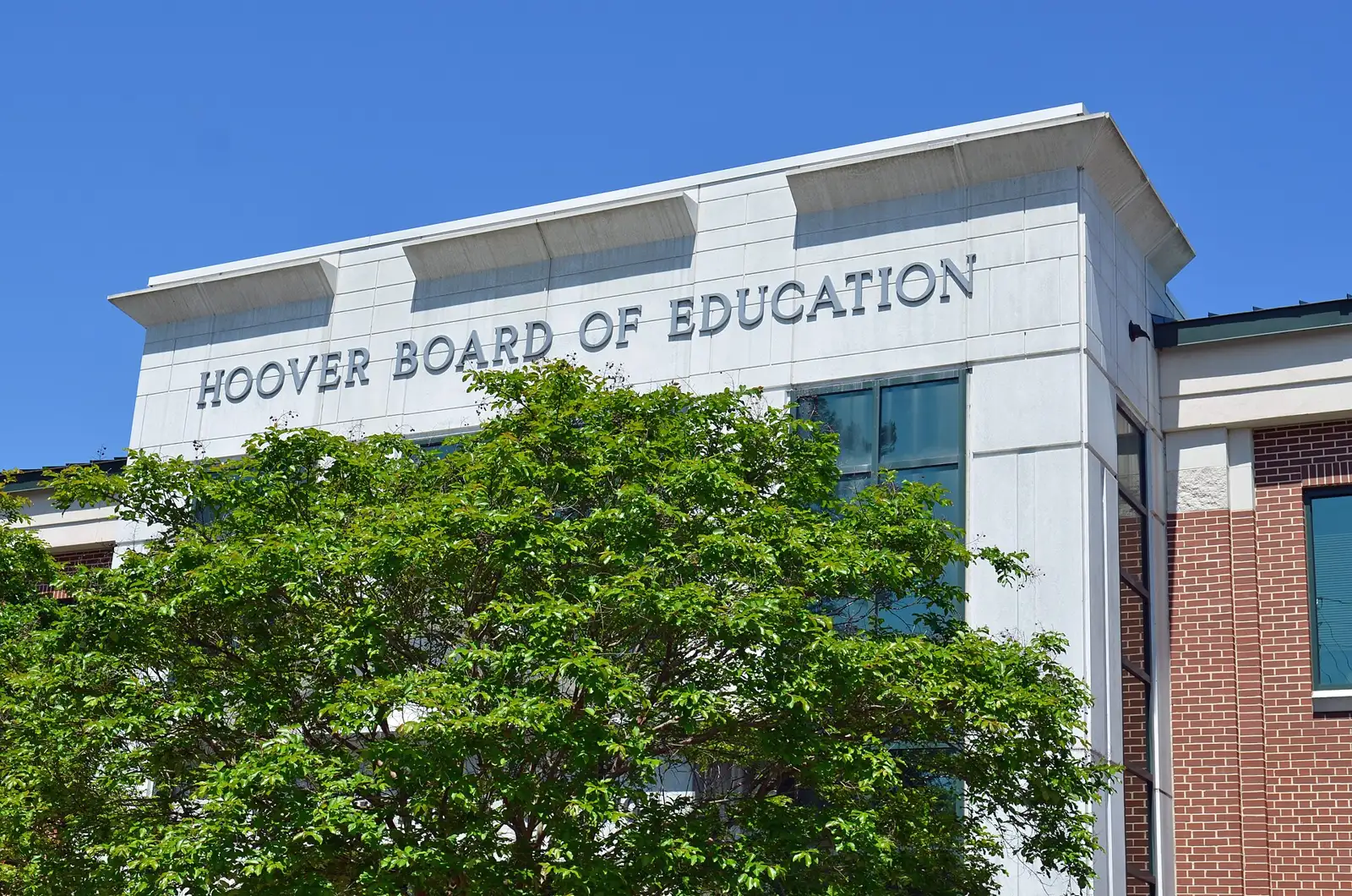The Farr Administration Building on Metropolitan Way, headquarters of Hoover City Schools and its Board of Education.